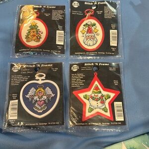 NEW Counted Cross Stitch 4 Pack Bear Santa Snowman Angel Christmas Lot 1 Z53